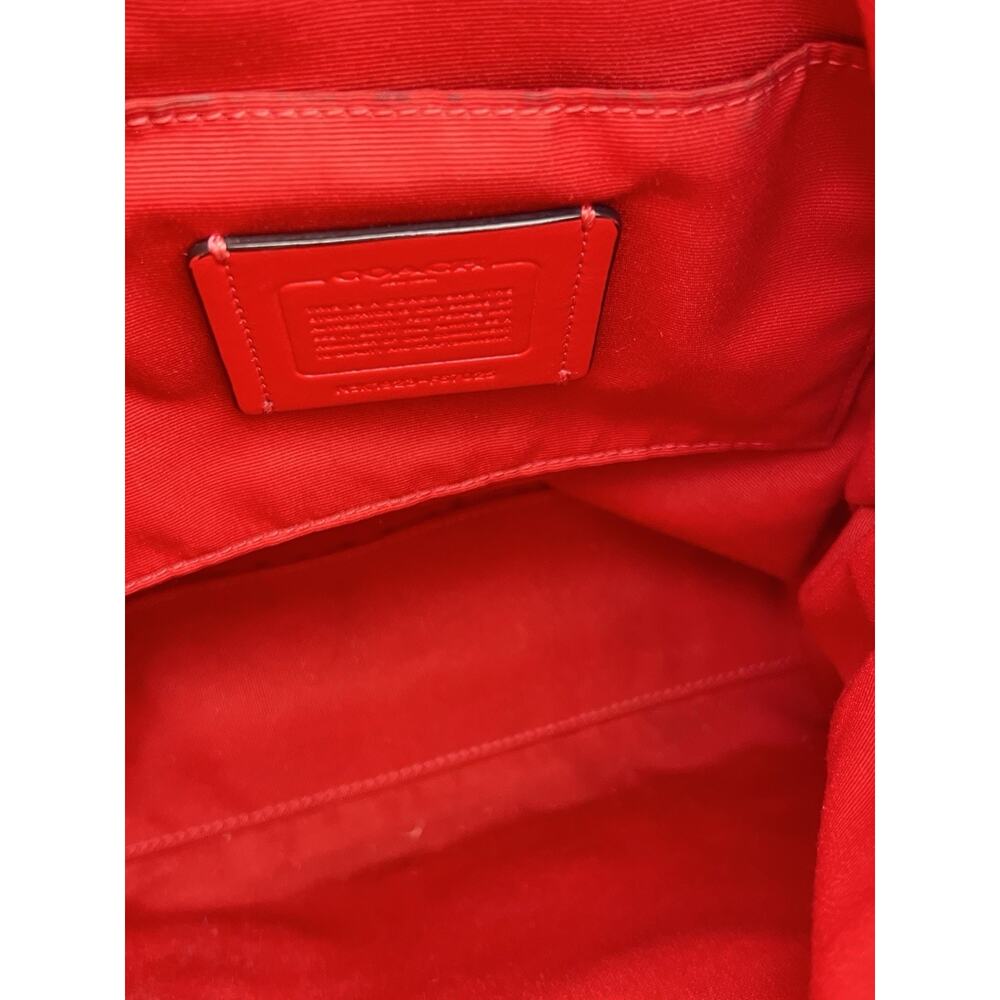 COACH Mini Abby Duffel Shoulder Crossbody Bag RED Pebble Leather - Picture 4 of 16